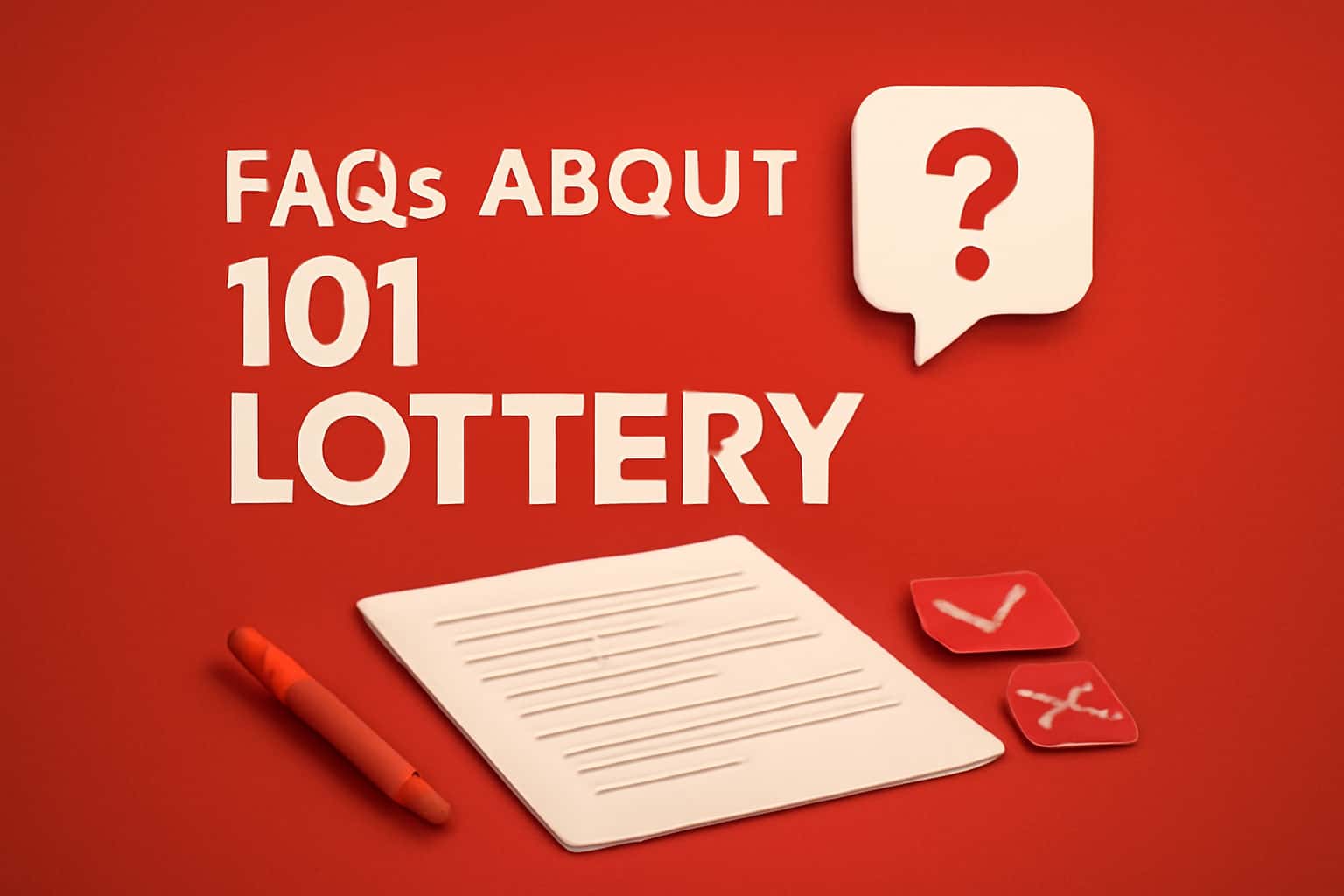 An informative scene depicting the concept of FAQs related to the 101 Lottery.